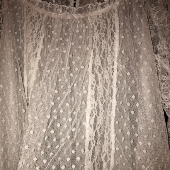 NWOT Free People Sheer White Lace Blouse Size Large - Picture 3 of 9